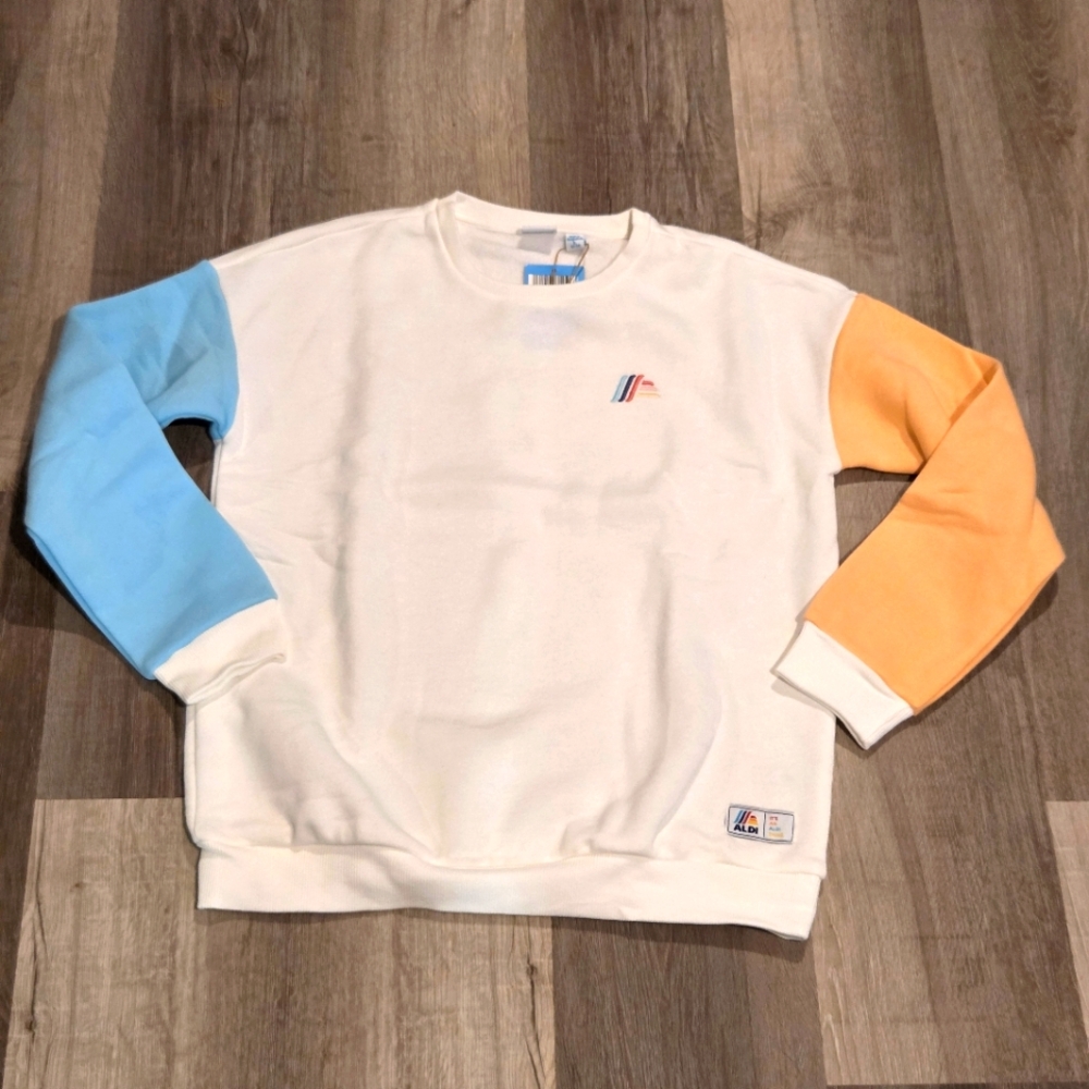 Aldi Gear 2025 Children’s white Pullover Sweatshirt Size L 12-14 ALDI